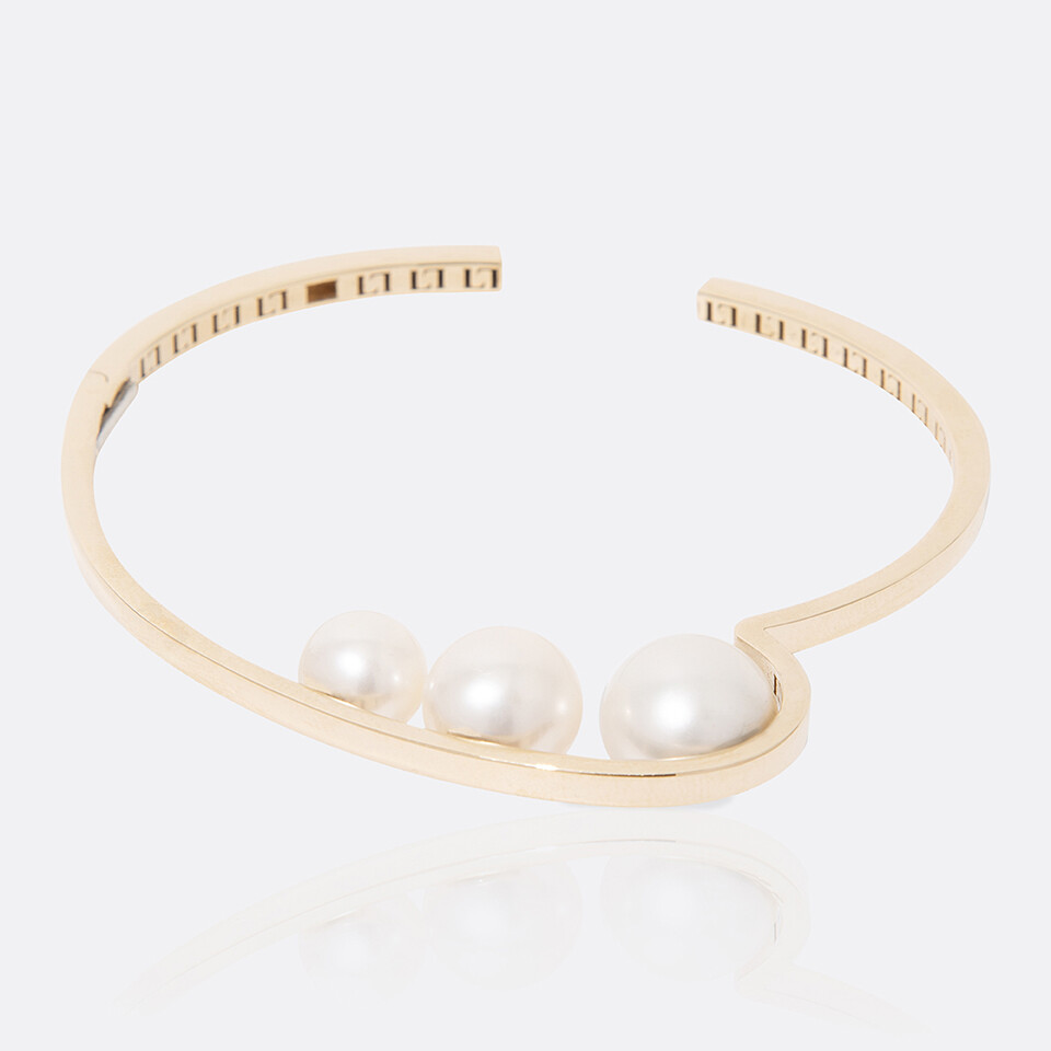 Golden Pearl Arc Bangle