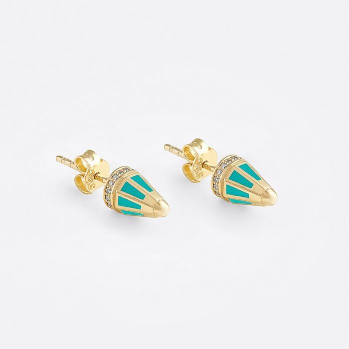 Turret Earrings Green
