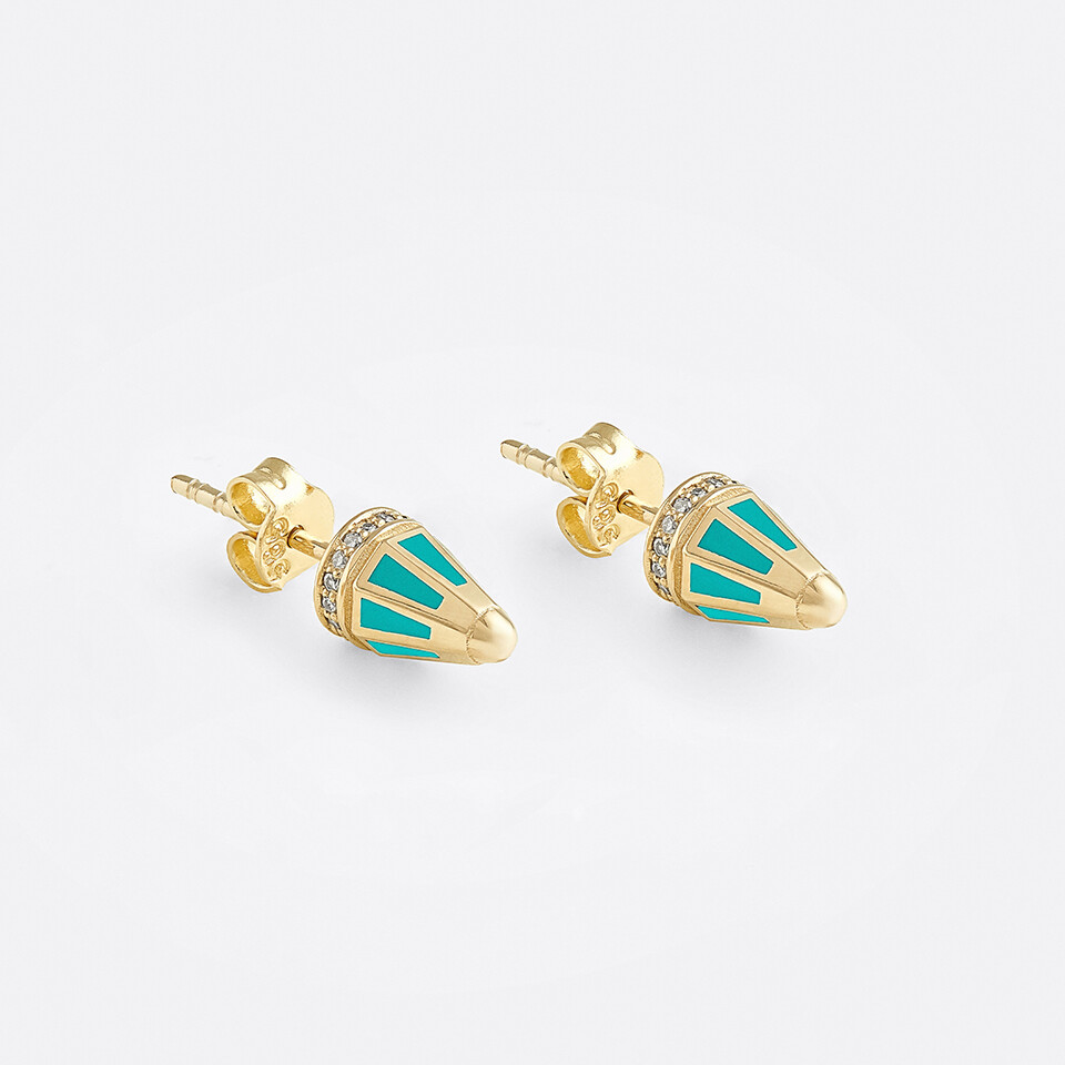 Turret Earrings Green